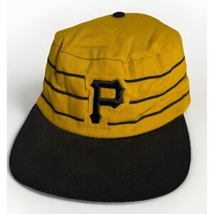 Vintage 1970's Pittsburgh Pirates  Pillbox Hat Yellow Black Striped Cap with 'P'